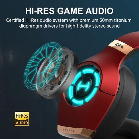 Edifier Hecate GX Hi-Res Gaming Headset for PS4/ PS5/ PC/Switch/Xbox Gamepad - USB/Type-C/3.5mm Wired Gaming Headphones with Microphone RGB Lighting - ENC Noise Cancelling - 50mm Driver (Red) in Saudi Arabia