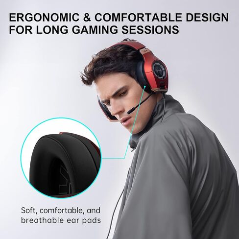 Edifier Hecate GX Hi-Res Gaming Headset for PS4/ PS5/ PC/Switch/Xbox Gamepad - USB/Type-C/3.5mm Wired Gaming Headphones with Microphone RGB Lighting - ENC Noise Cancelling - 50mm Driver (Red) in Saudi Arabia