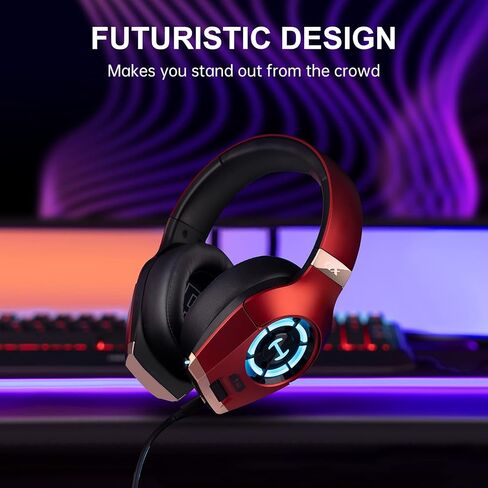 Edifier Hecate GX Hi-Res Gaming Headset for PS4/ PS5/ PC/Switch/Xbox Gamepad - USB/Type-C/3.5mm Wired Gaming Headphones with Microphone RGB Lighting - ENC Noise Cancelling - 50mm Driver (Red) in Saudi Arabia