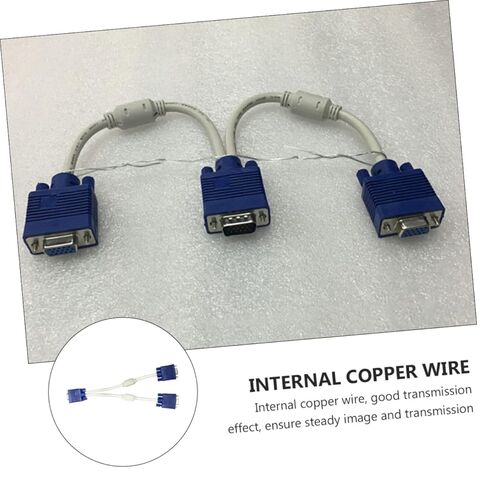 قطعتان من كابل محول Vga Splitter محول فيديو مزدوج Vga Out لعكس الشاشة، كابل سميك مع حلقة مغناطيسية متوافقة مع مادة الشاشات المزدوجة in Kuwait