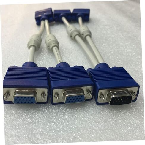 قطعتان من كابل محول Vga Splitter محول فيديو مزدوج Vga Out لعكس الشاشة، كابل سميك مع حلقة مغناطيسية متوافقة مع مادة الشاشات المزدوجة in Kuwait