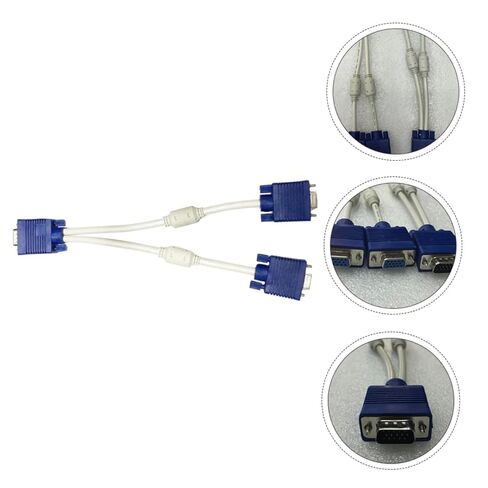 قطعتان من كابل محول Vga Splitter محول فيديو مزدوج Vga Out لعكس الشاشة، كابل سميك مع حلقة مغناطيسية متوافقة مع مادة الشاشات المزدوجة in Kuwait