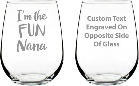Fun Nana - Cute Funny Stemless Wine Glass, Large Glasses, Etched Sayings, Gift Box in Saudi Arabia