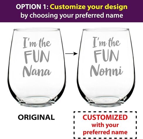 Fun Nana - Cute Funny Stemless Wine Glass, Large Glasses, Etched Sayings, Gift Box in Saudi Arabia