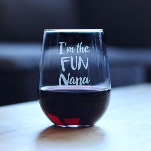 Fun Nana - Cute Funny Stemless Wine Glass, Large Glasses, Etched Sayings, Gift Box in Saudi Arabia