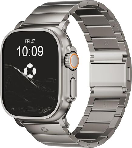 CRNS02 Titanium Band Compatible with Apple Watch Ultra 3/2/1 49mm, Series 11/10 46mm - 24mm Width Adjustable Titanium Apple Watch Band - Premium Color Matching Band for Men in Kuwait