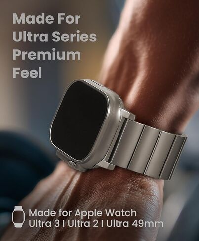 CRNS02 Titanium Band Compatible with Apple Watch Ultra 3/2/1 49mm, Series 11/10 46mm - 24mm Width Adjustable Titanium Apple Watch Band - Premium Color Matching Band for Men in Kuwait