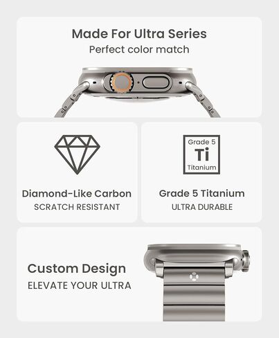 CRNS02 Titanium Band Compatible with Apple Watch Ultra 3/2/1 49mm, Series 11/10 46mm - 24mm Width Adjustable Titanium Apple Watch Band - Premium Color Matching Band for Men in Kuwait