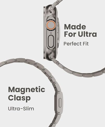 CRNS02 Titanium Band Compatible with Apple Watch Ultra 3/2/1 49mm, Series 11/10 46mm - 24mm Width Adjustable Titanium Apple Watch Band - Premium Color Matching Band for Men in Kuwait