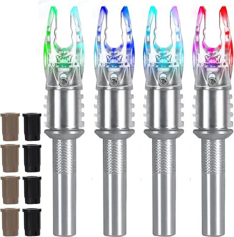DEEPOWER G Lighted Nocks 4 قطع سهلة السحب لأعلى / لأسفل، عالية الوضوح، LED، أعمدة أسهم تناسب .165/.204 /.244 بوصة القطر الداخلي مع البطانات X، S in Kuwait