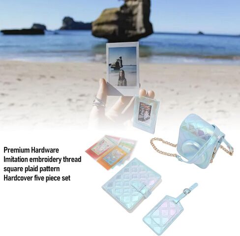 Asixxsix Accessories Kit Compatible with Instaxs Mini 12 Instant Camera, Include PU Leather Camera Case, Photo Album and Frames, DIY Sticker, Boarding Pass Shell (Blue) in Saudi Arabia