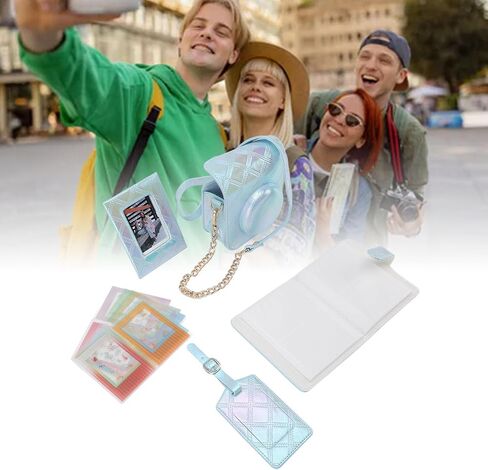 Asixxsix Accessories Kit Compatible with Instaxs Mini 12 Instant Camera, Include PU Leather Camera Case, Photo Album and Frames, DIY Sticker, Boarding Pass Shell (Blue) in Saudi Arabia