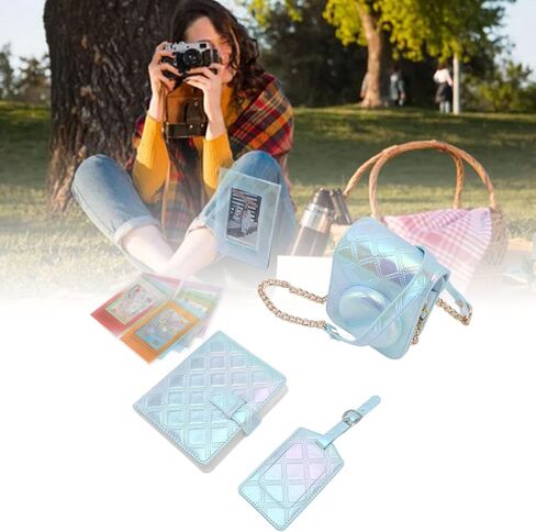 Asixxsix Accessories Kit Compatible with Instaxs Mini 12 Instant Camera, Include PU Leather Camera Case, Photo Album and Frames, DIY Sticker, Boarding Pass Shell (Blue) in Saudi Arabia