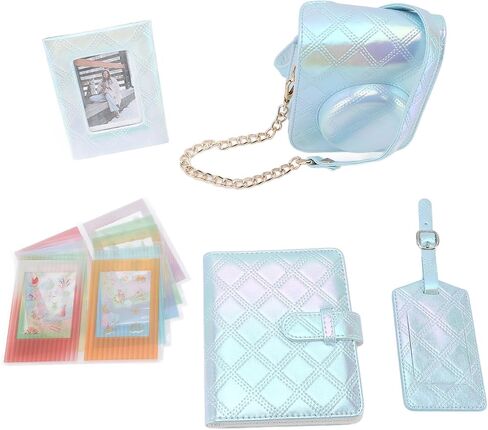 Asixxsix Accessories Kit Compatible with Instaxs Mini 12 Instant Camera, Include PU Leather Camera Case, Photo Album and Frames, DIY Sticker, Boarding Pass Shell (Blue) in Saudi Arabia