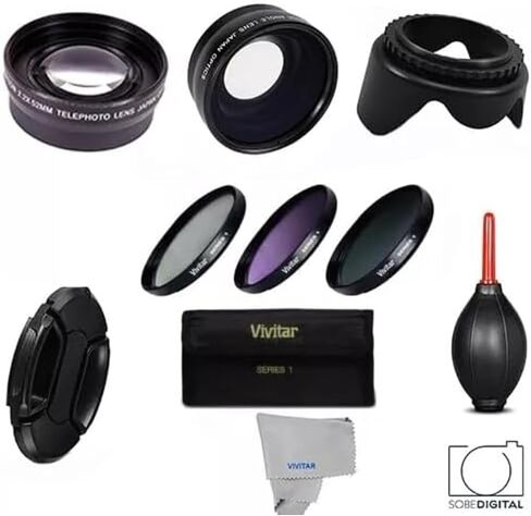 Compatible with 3 Lens +Filter KIT + Gifts Canon Eos Digital Rebel T6S T3 T3i T4I Replacement for 18-55 HD in Saudi Arabia