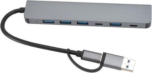 7 in 1 USB C Hub, 5 USB Ports & 2 Type C Multiport Expander, Aluminum Data Hub for PC, Laptop, Hard Drive, Printer, Plug and Play in Saudi Arabia
