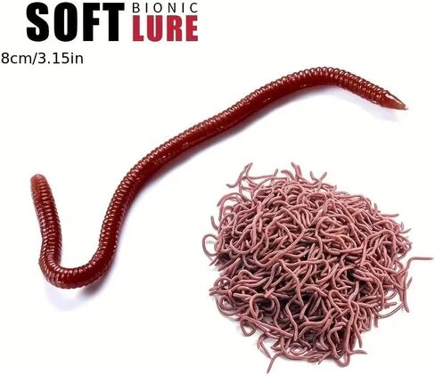8cm/3.15in Red Artificial Long Worm Soft Lures, Simulation Earthworm Wobbler Bait, Fishing Accessories for Sea Fishing in Saudi Arabia