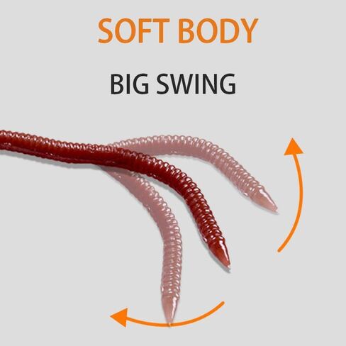 8cm/3.15in Red Artificial Long Worm Soft Lures, Simulation Earthworm Wobbler Bait, Fishing Accessories for Sea Fishing in Saudi Arabia