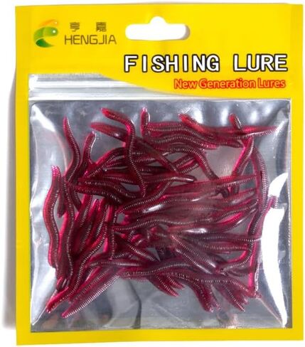 8cm/3.15in Red Artificial Long Worm Soft Lures, Simulation Earthworm Wobbler Bait, Fishing Accessories for Sea Fishing in Saudi Arabia