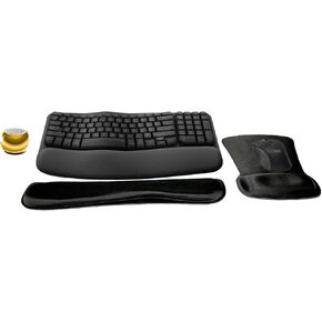 مجموعة لوحة المفاتيح والماوس اللاسلكية كومفورت ويف من لوجيتك MK670، مجموعة عصرية لأسلوب الحياة النشط والمنزل والمكتب مع مرآة صغيرة ومكبر صوت بلوتوث لاسلكي محمول، ووسادة معصم جل ووسادة ماوس جل in Kuwait