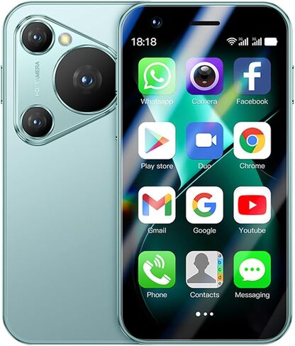XS15 3G هاتف ذكي صغير 3.0 بوصة واي فاي نظام تحديد المواقع رباعي النواة أندرويد 8.1 الهواتف المحمولة سليم الجسم HD كاميرا مزدوجة سيم متوافق مع جوجل بلاي هاتف ذكي لطيف النخيل 2 جيجابايت رام 16 جيجابايت روم تشاينا موبايل (أزرق) in Kuwait