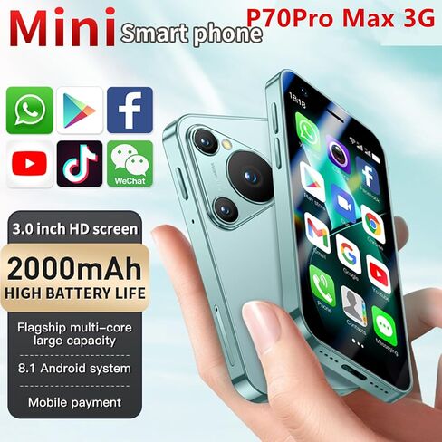 XS15 3G هاتف ذكي صغير 3.0 بوصة واي فاي نظام تحديد المواقع رباعي النواة أندرويد 8.1 الهواتف المحمولة سليم الجسم HD كاميرا مزدوجة سيم متوافق مع جوجل بلاي هاتف ذكي لطيف النخيل 2 جيجابايت رام 16 جيجابايت روم تشاينا موبايل (أزرق) in Kuwait