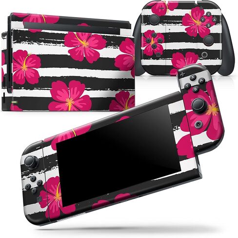 Design Skinz - Compatible with Nintendo DSi XL - Skin Decal Protective Scratch-Resistant Removable Vinyl Wrap Cover - Tropical Summer Hot Pink Floral v2 in Saudi Arabia