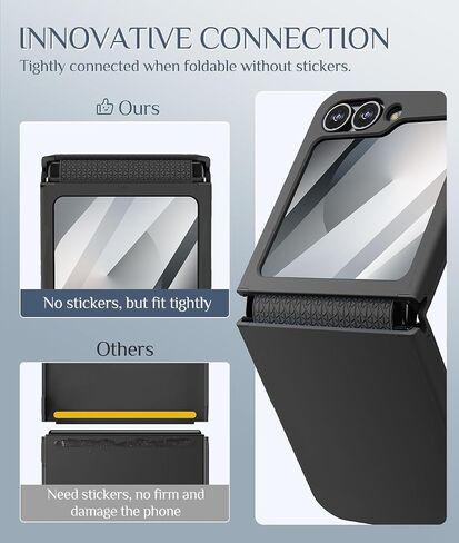 حافظة Caka لهاتف Samsung Galaxy Z Flip 7-FE/Z Flip 6 /Z Flip 5 [متوافقة مع الشحن اللاسلكي] [حماية المفصلات] [واقي شاشة] غطاء هاتف حماية ضد الصدمات للنساء والرجال - أسود in Kuwait