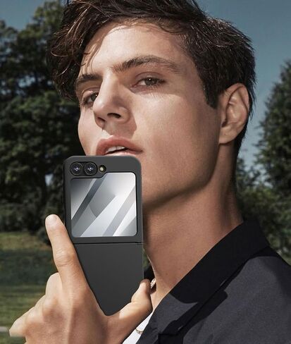 حافظة Caka لهاتف Samsung Galaxy Z Flip 7-FE/Z Flip 6 /Z Flip 5 [متوافقة مع الشحن اللاسلكي] [حماية المفصلات] [واقي شاشة] غطاء هاتف حماية ضد الصدمات للنساء والرجال - أسود in Kuwait