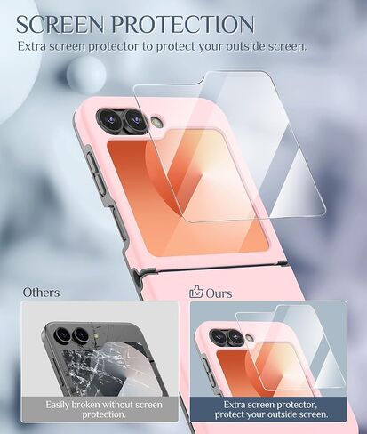 حافظة Caka لهاتف Samsung Galaxy Z Flip 7-FE/Z Flip 6 /Z Flip 5 [متوافقة مع الشحن اللاسلكي] [حماية المفصلات] [واقي شاشة] غطاء هاتف حماية ضد الصدمات للنساء والرجال - أسود in Kuwait