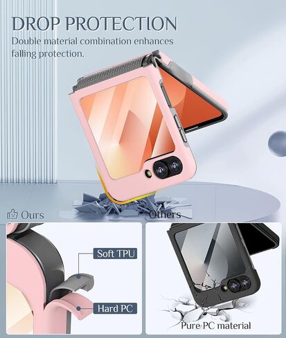 حافظة Caka لهاتف Samsung Galaxy Z Flip 7-FE/Z Flip 6 /Z Flip 5 [متوافقة مع الشحن اللاسلكي] [حماية المفصلات] [واقي شاشة] غطاء هاتف حماية ضد الصدمات للنساء والرجال - أسود in Kuwait