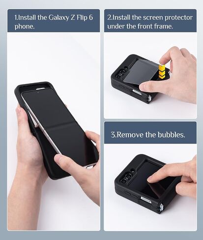 حافظة Caka لهاتف Samsung Galaxy Z Flip 7-FE/Z Flip 6 /Z Flip 5 [متوافقة مع الشحن اللاسلكي] [حماية المفصلات] [واقي شاشة] غطاء هاتف حماية ضد الصدمات للنساء والرجال - أسود in Kuwait