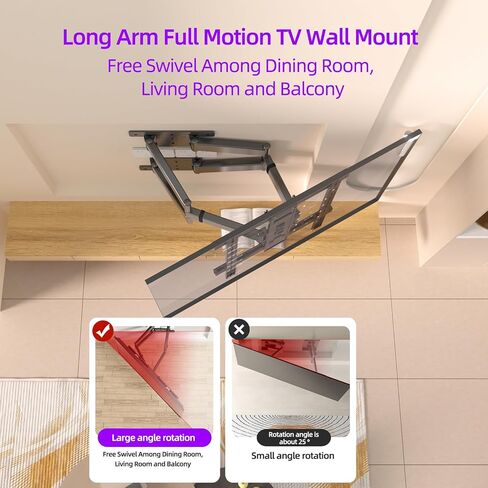 Corner TV Wall Mount for 65 75 77 85 86 inch TVs,Full Motion TV Bracket for 50-90 inch， Extension Articulating Arm Swivel and Tilt, Avoid outlets Hold 154lbs，Max VESA 650x600. in Saudi Arabia