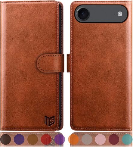 SUANPOT Compatible with iPhone Air 6.5" Wallet case with RFID Blocking Credit Card Holder,Flip Book PU Leather Protective Cover Women Men for Apple iPhone 17 Air Phone case Light Brown in Saudi Arabia