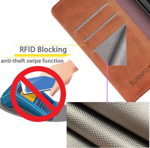SUANPOT Compatible with iPhone Air 6.5" Wallet case with RFID Blocking Credit Card Holder,Flip Book PU Leather Protective Cover Women Men for Apple iPhone 17 Air Phone case Light Brown in Saudi Arabia