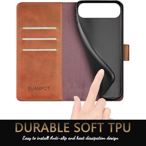 SUANPOT Compatible with iPhone Air 6.5" Wallet case with RFID Blocking Credit Card Holder,Flip Book PU Leather Protective Cover Women Men for Apple iPhone 17 Air Phone case Light Brown in Saudi Arabia