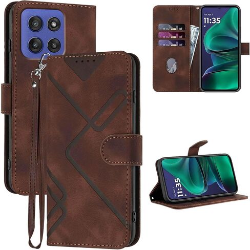 for Moto G Stylus 2025 Case Wallet, Card Holder Leather Kick-Stand, Wrist Strap, Magnetic Closure, Shockproof Protective Pattern Flip Cases Cover for Moto G Stylus - 2025 (Black) in Saudi Arabia