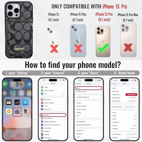 حافظة محفظة متوافقة مع هاتف iPhone 14 للنساء، حافظة محفظة كلاسيكية مصممة من جلد البولي يوريثان بسحاب مع حامل بطاقة وحزام كروس قابل للفصل وقابل للتعديل لهاتف iPhone 14 (6.1 بوصة بني) in Kuwait