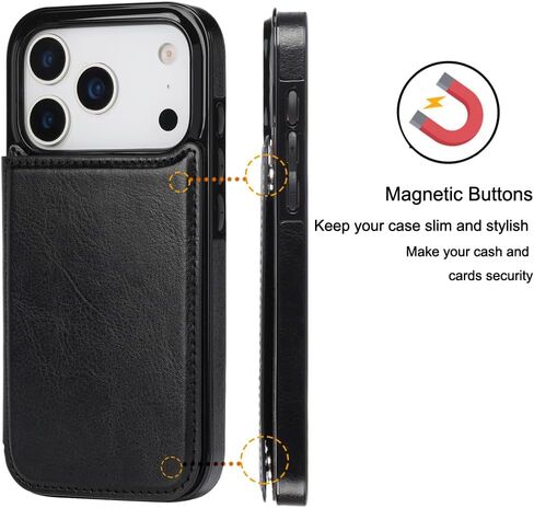 حافظة محفظة لهاتف iPhone 17 Pro Max مع واقي شاشة، حافظة واقية رفيعة من جلد البولي يوريثان مع حامل بطاقة [RFID Blocking] غطاء مسند 6.9 بوصة - أبيض in Saudi Arabia