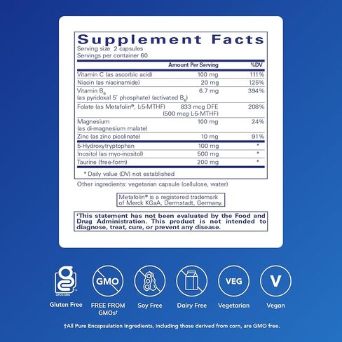 Pure Encapsulations SeroPlus | Hypoallergenic Serotonin Support to Support Moderate Occasional Stress | 120 Capsules in Saudi Arabia