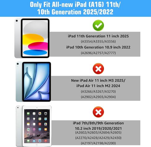 Clear Case for iPad (A16) 11th Generation 11 Inch (2025),iPad 10th Generation 10.9 Inch (2022).Stand Cover with Hard Translucent Back, Support Touch lD, Auto Wake/Sleep,Stylus Holder-Navy in Saudi Arabia