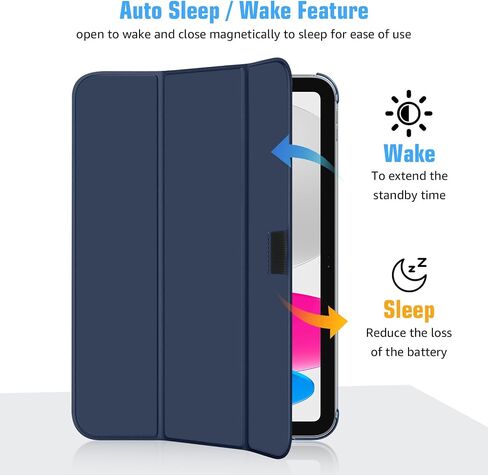 Clear Case for iPad (A16) 11th Generation 11 Inch (2025),iPad 10th Generation 10.9 Inch (2022).Stand Cover with Hard Translucent Back, Support Touch lD, Auto Wake/Sleep,Stylus Holder-Navy in Saudi Arabia