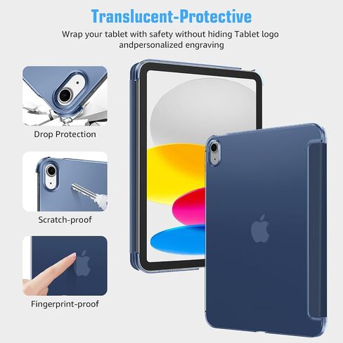 Clear Case for iPad (A16) 11th Generation 11 Inch (2025),iPad 10th Generation 10.9 Inch (2022).Stand Cover with Hard Translucent Back, Support Touch lD, Auto Wake/Sleep,Stylus Holder-Navy in Saudi Arabia