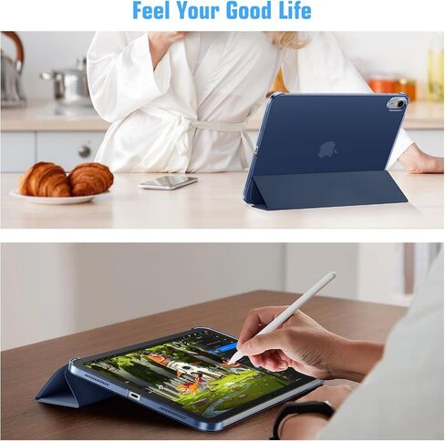 Clear Case for iPad (A16) 11th Generation 11 Inch (2025),iPad 10th Generation 10.9 Inch (2022).Stand Cover with Hard Translucent Back, Support Touch lD, Auto Wake/Sleep,Stylus Holder-Navy in Saudi Arabia