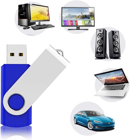 Generic 5 حزمة محرك فلاش 64 جيجابايت USB 2.0 محرك فلاش محرك الإبهام USB Flash Driver Drive Pack Keychain Design Jump Drives Memory Stick لتخزين البيانات (5 Pack Swivel USB Blue، 64GB) in Saudi Arabia