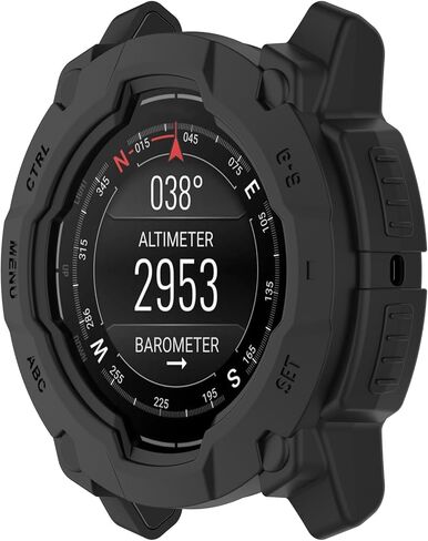 متوافق مع غطاء حماية Garmin Instinct E مقاس 45 مم، غطاء حماية من مادة TPU السيليكون للساعة الذكية، ملحقات ساعة ناعمة ومتينة (أسود) in Saudi Arabia