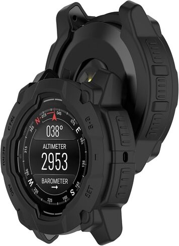 متوافق مع غطاء حماية Garmin Instinct E مقاس 45 مم، غطاء حماية من مادة TPU السيليكون للساعة الذكية، ملحقات ساعة ناعمة ومتينة (أسود) in Saudi Arabia