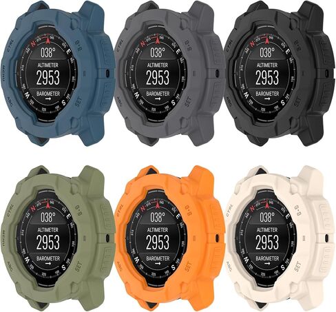 متوافق مع غطاء حماية Garmin Instinct E مقاس 45 مم، غطاء حماية من مادة TPU السيليكون للساعة الذكية، ملحقات ساعة ناعمة ومتينة (أسود) in Saudi Arabia