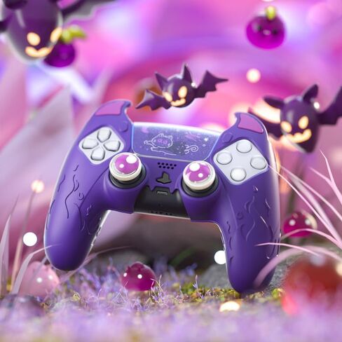 for PS5 Controller Silicone Skin Cover with Thumb Grip Caps, Charging Dock Compatible, Halloween Demon, Purple in Saudi Arabia