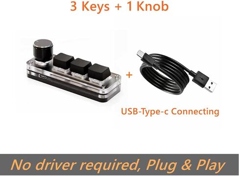 3-Key Mechanical Programmable One-Handed Keypads DIY RGB Keyboard with Knob For Office or Gaming (Colored) in Saudi Arabia